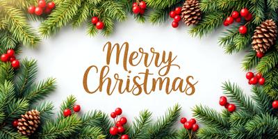 Merry Christmas: A festive holiday greeting with a gold and white color scheme.